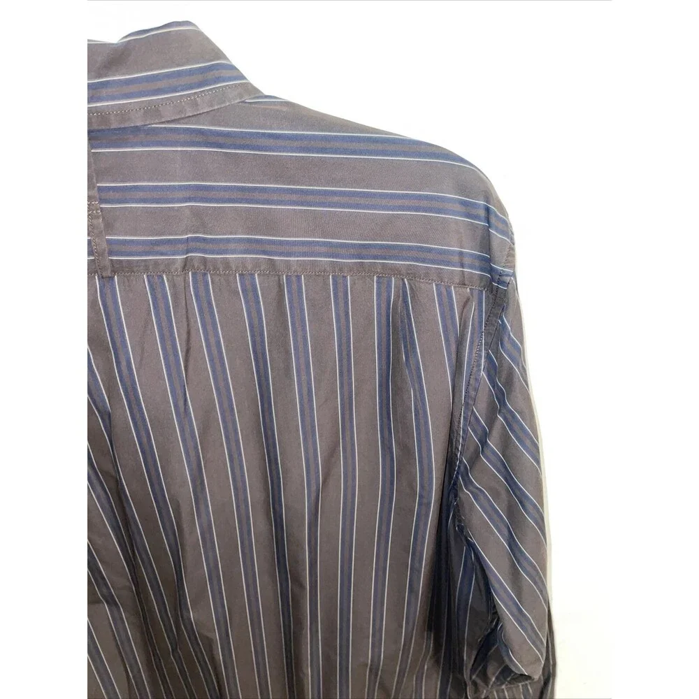 Banana Republic Dress Shirt Men’s Size Large Brown Striped Long Sleeve Button Up